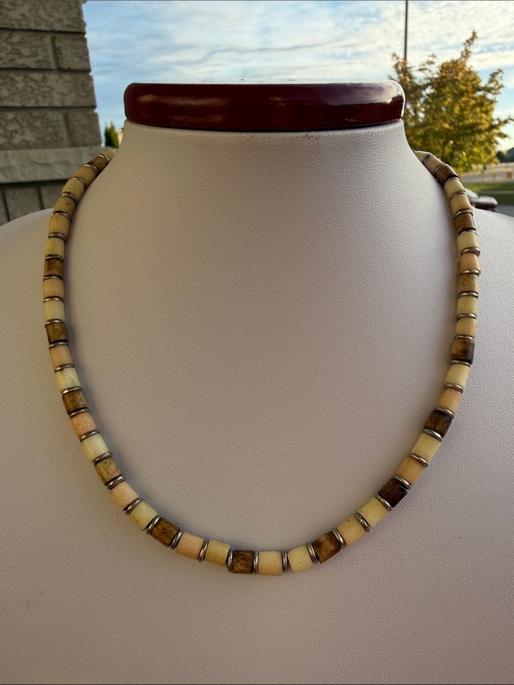 Natural Beaded Necklace – Adjustable Length – Excellent Condition